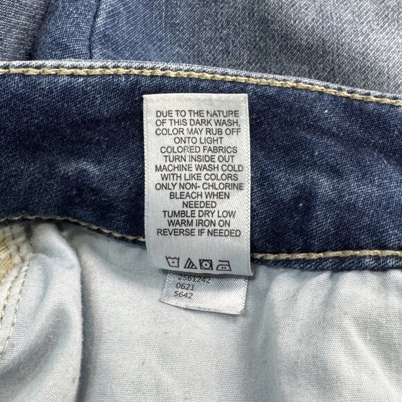 M Jeans By Maurices Womens Size M Reg Blue Denim Jeans Red Plaid Cuff Med Wash - Picture 15 of 15